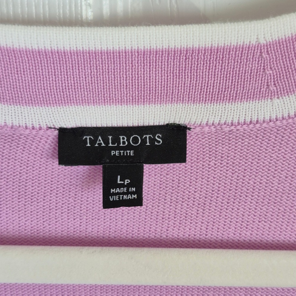 Talbots lavender button down long sleeve cardigan sweater womens large petite - Picture 5 of 8